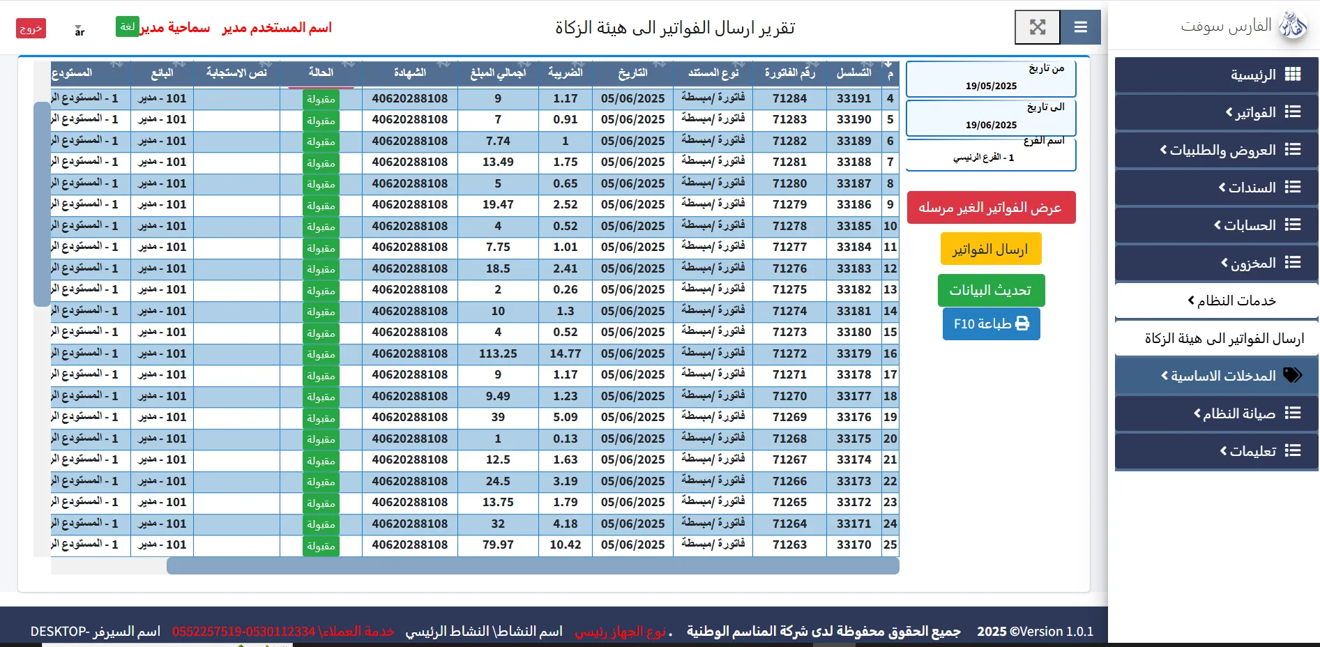 متابعة حالة الإرسال